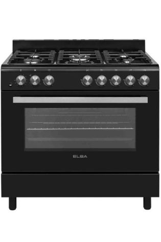 ELBA CLASSIC 90CM 5 BURNER GAS COOKER WITH ELECTRIC OVEN BLACK