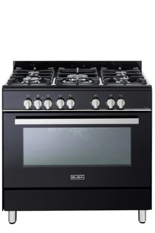 ELBA CLASSIC 90CM 5 BURNER GAS COOKER WITH ELECTRIC OVEN BLACK