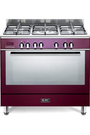 ELBA EXCELLENCE 90CM 5 BURNER GAS COOKER WITH ELECTRIC OVEN- RED