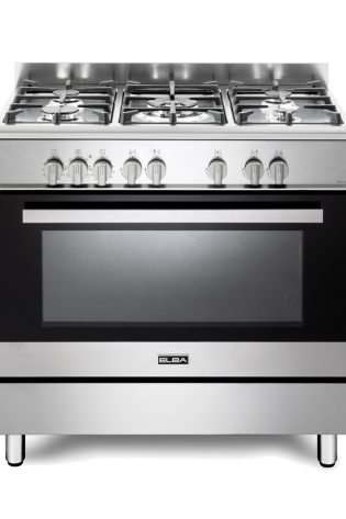 ELBA CLASSIC 90CM 5 BURNER GAS COOKER WITH ELECTRIC OVEN STAINLESS STEEL